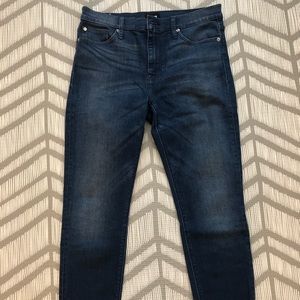 Hudson Natalie Mid Rise Dark Jeans with Raw Ankle Hem